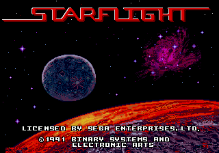 Starflight title screen for Sega Mega Drive